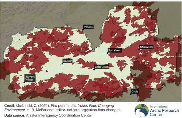 map of land affected by wildfire in Yukon Flats National Wildlife Refuge