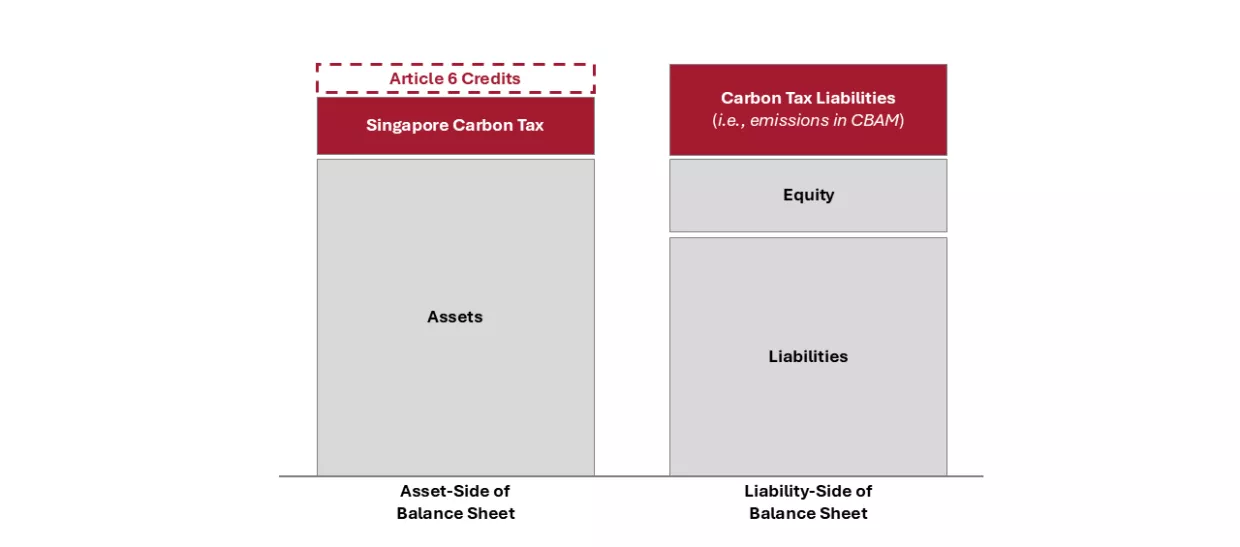 A hypothetical firm's balance sheet showing the "problem of transitivity" for recognizing Article 6 carbon assets as ECPs.