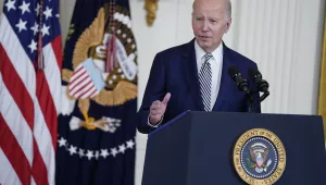 President Joe Biden delivers remarks about government regulations on artificial intelligence systems during an event in the East Room of the White House, Monday, Oct. 30, 2023, in Washington. (AP Photo/Evan Vucci)