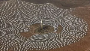 Aerial view of the Noor 3 solar power station which is nearing completion, near Ouarzazate, southern Morocco, Saturday, April. 1, 2017. The king unveiled one of the world's biggest solar plants, taking advantage of the Sahara sunshine and a growing global push for renewable energy.