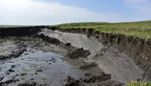 slumping due to permafrost thaw on Herschel Island