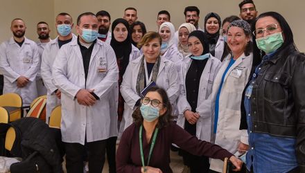 Staff of Project Rozana’s program ‘Women4Women’, a physical and psychological treatment for Palestinian women and children in marginalized communities in the West Bank using telehealth.