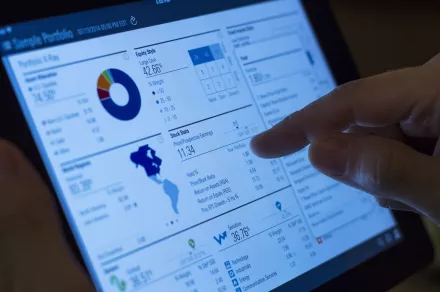 Sample financial portfolio viewed on an iPad.