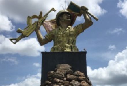 Sri Lankan government victory monument at Puthukkudiyiruppu, July 25, 2016.