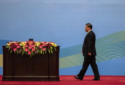 Chinese President Xi Jinping arrives to deliver a speech during the Belt and Road Forum at the Great Hall of the People in Beijing, Wednesday, Oct. 18, 2023. (AP Photo/Louise Delmotte)