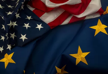 The U.S. and the EU flags together