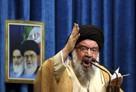 Iranian senior cleric Ahmad Khatami delivers his sermon during Friday prayer ceremony in Tehran