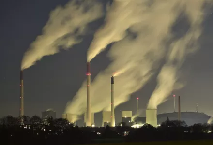 Smoke streams from the chimneys of the E.ON coal-fired power station in Gelsenkirchen, Germany