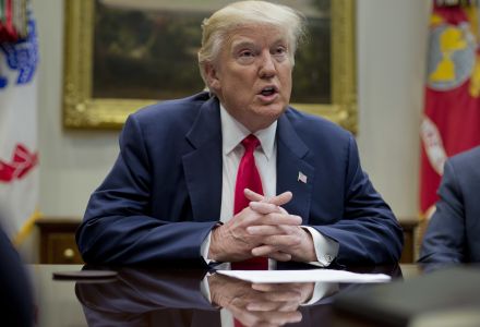 Donald Trump in Roosevelt Room of White House