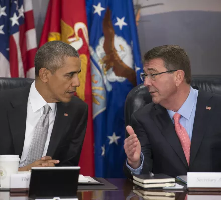 Secretary Carter briefs President Obama in office